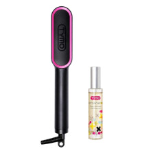 TYMO Ring Hair Straightener Brush Hair Straightening Iron with Built-in Comb, 20s Fast Heating & 5 Temp Settings with TYMO Heat Protectant Spray