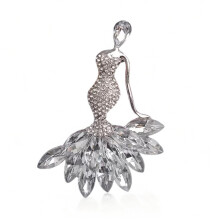 Trendy Rhinestones Merman Brooch Chest Jewelry For-White