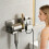 Removable Waterproofed Hairdryer Shelf-Dark Grey 2 7