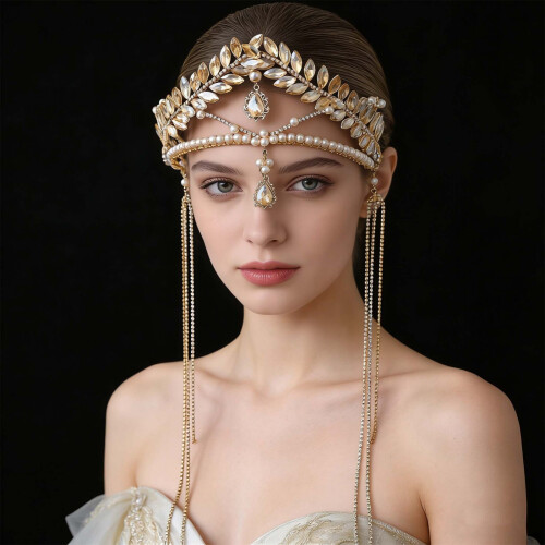 Couronne de mariée en forme de feuille de perles,-modèle1 2