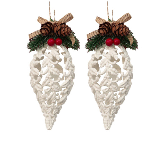 Christmas Tree Pendant Ice Crystal 2 Pack White 5.5 In 1