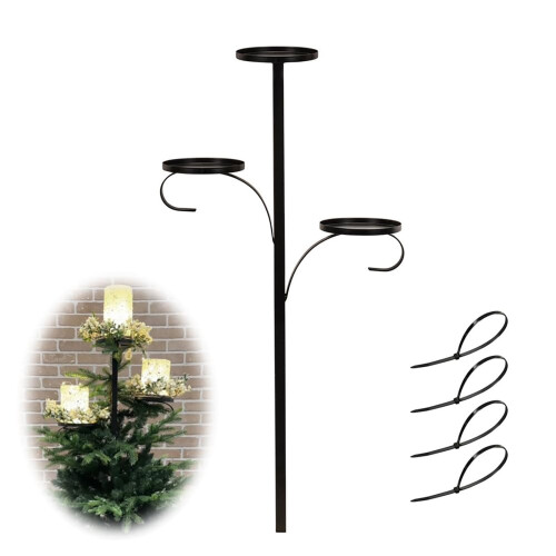 Black 3-Tier Tree Topper Candle Candelabra