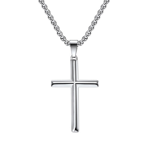 Crucifix Pendant Necklace Adjustable Titanium Steel