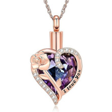 Collana con ciondolo a forma di fiore di rosa per ceneri di cremazione