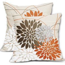 Kissenbezüge mit Blumenmuster, Leinen, 40 x 40 cm, 2er-Set