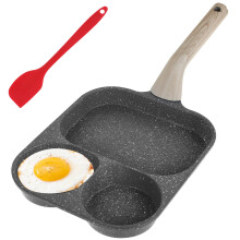 Aluminium Omelette Pan with Maifan Coating, 3-in-1, Wooden