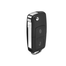 Replacement 2 Button Keyless Entry Remote Flip Folding Car Key Fob Shell Case and Button Pad Compatible with  MK4 Bora