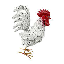 Coq en fer artisanal, ornements de poulet en fer,-Blanc