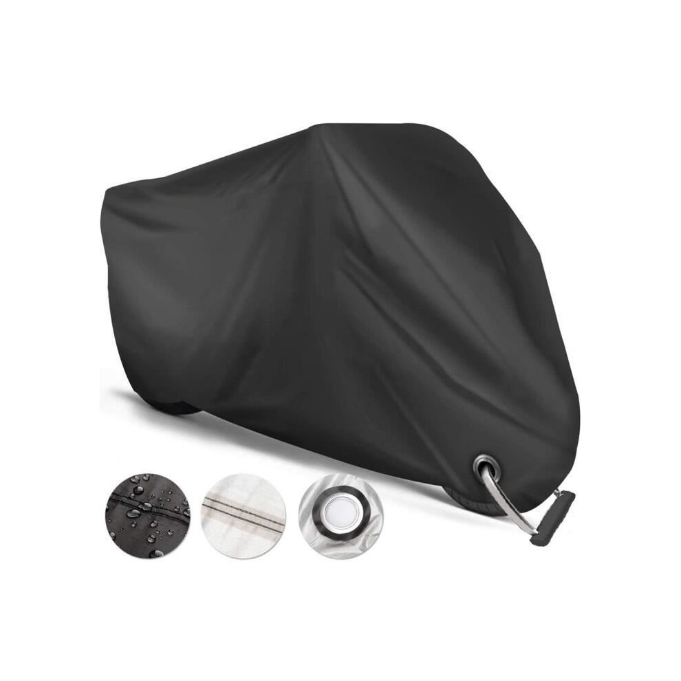 Motorcycle Cover 265 X 105 X 125 Cm, Waterproof And Uv Resistant, With 2 Keyholes, Black 6083684958748