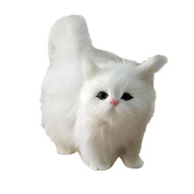 Peluche de gato blanco, simulación realista de maullidos de gato, suave y divertido para las mascotas.