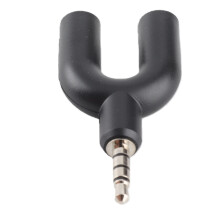 Black U-Shape 3.5mm 2-Way Headset Splitter Adapter