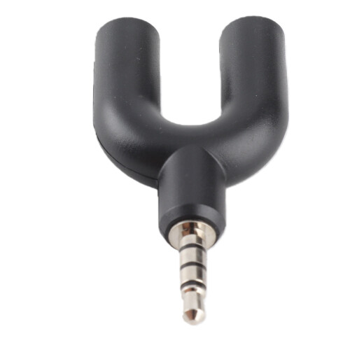 Black U-Shape 3.5mm 2-Way Headset Splitter Adapter