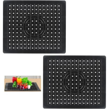 Rutschfeste Spülbeckenmatten aus TPR-Gummi, 2er-Set, 31,4 x 26 cm, elegantes Schwarz