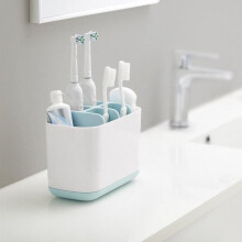 Porte-brosse à dents en plastique pour tube de dentifrice, blanc et bleu ciel, style contemporain