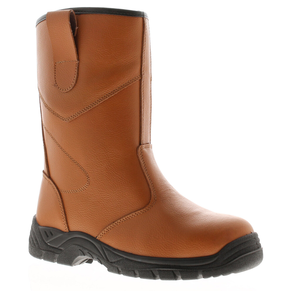 (Tan, 12 (Adults')) Tradesafe Mens Safety Boots Riggers Slip On Tan Uk Size 5057891494543