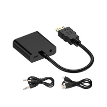 HD 1080P -Compatible to VGA Converter with Audio Cable -Compatible to VGA Video Audio Cable for Laptop Projector