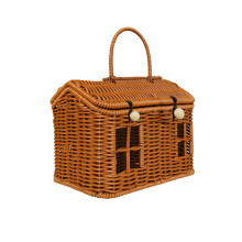 Picnic Basket with Handle, for Picnic,Garden and Home Decor -PP Storage Basket,Brown 6x5x10 inch