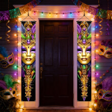 Mardi Gras Carnival Decor: Hanging Flags, Glossy Masks & Polyester Banners for Indoor/Outdoor Festivals – Compatible with Mardi Gras