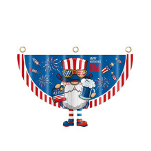 Patriotic 4th of July Gnome Banner Indoor/Outdoor Decoration with Fireworks Design, USA Independence Day Decor