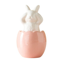 Easter Bunny Figurine Ceramic Set Pink Yellow Purple 1 Piece