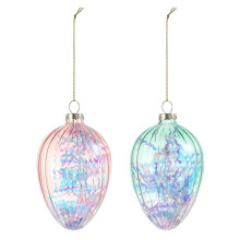 Hand Blown Glass Easter Egg Ornaments 2PCS
