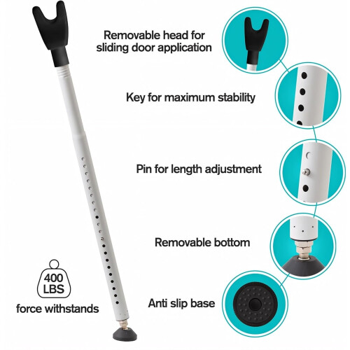 Door Stopper Security Bar Sliding Hinged Adjustable White 1