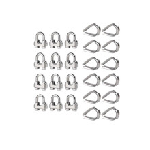 Kit de 12 serre-câbles à cosse M6 pour câbles métalliques de 6,35 mm (1/4 pouce), pour gréement.