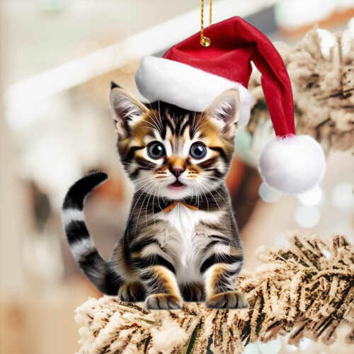 Grey Tabby Cat Christmas Ornament 1 Pack 1
