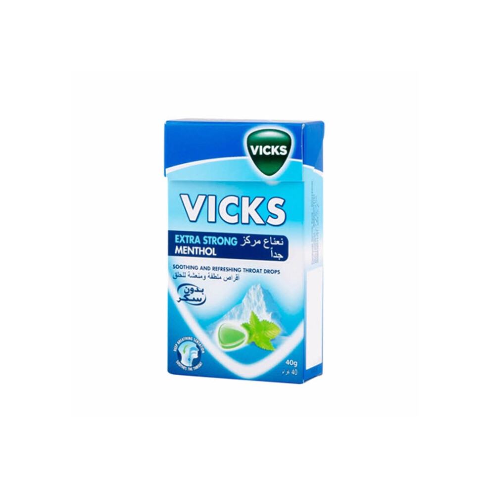 Vicks Drops Double Action | Soothing & Refreshing Cough and Sore Throat Lozenges - 40g