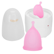 Reusable Female Menstrual Cup Lady Menstrual Cup Cleaner Machine Set ( 110‑240V)(Cleaner Menstrual Cup Pink lL )