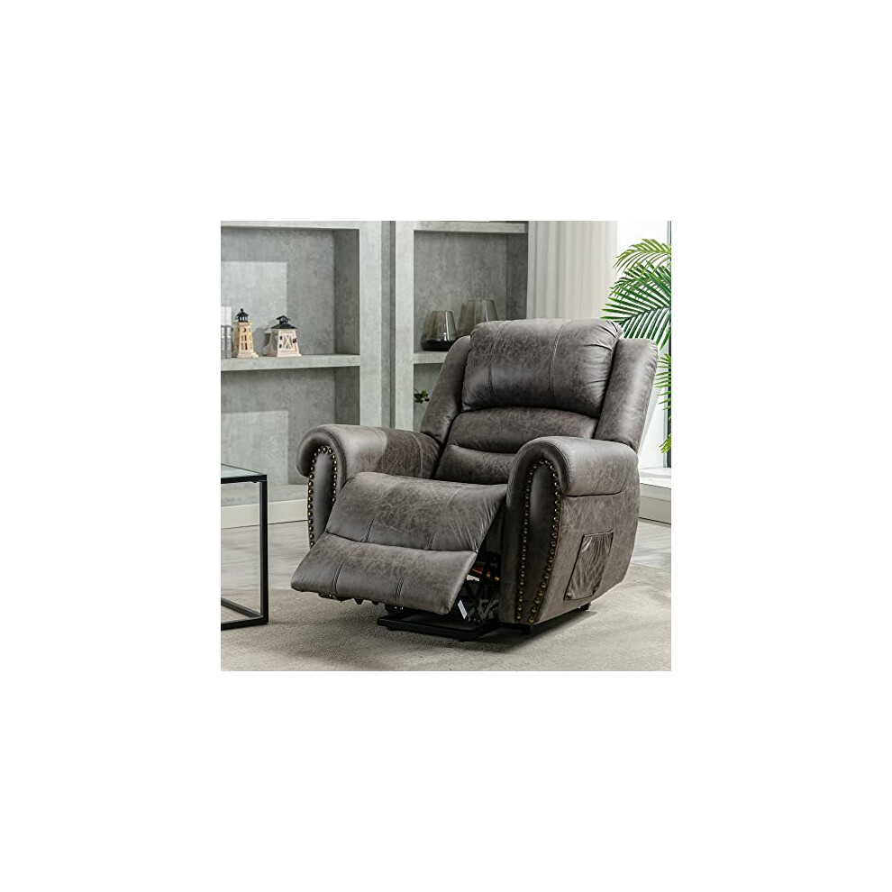 Photos - Chair ModernLuxe Power Lift Recliner  Luxurious Breathable Leather Recliner Massage, Heat, Comfort and Big Size. Heavy Duty E