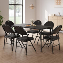 Aptliton 4-Piece Folding Chairs Outdoor, PU Leather Padded Folding Chair with Metal Frame, Commercial Stackable Outdoor Furniture for Dining Room,