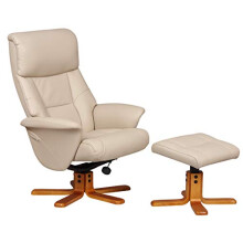 GFA Marseille Faux Leather Swivel Recliner Chair And Footstool In Cafe Latte