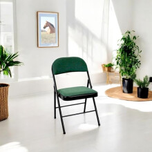 Meta Steel Frame with Fabric Seat Padded Office Work Study Party Dining Folding Chair 40X46X78 CM (Green, 1)