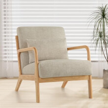 XH.Easy Go Modern Accent Chair with Pillow, Comfy Armchair with Wood Frame,Upholstered Mid-Century Reading Lounge Arm Chair for Living Room