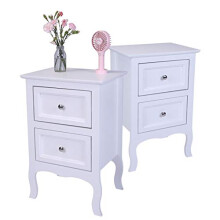 wenyuyu White Wooden Bedside Table set of 2, Bedroom Bedside Cabinets with 2 Drawers Storage for Bedroom or Bathroom Living Room Furniture 40 x 30 x