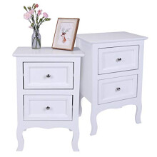 wenyuyu White Wooden Bedside Table set of 2, Bedroom Bedside Cabinets with 2 Drawers Storage for Bedroom or Bathroom Living Room Furniture 40 x 30 x