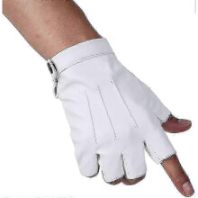 Men Pu Leather Punk Half Finger Snap Performance Gloves