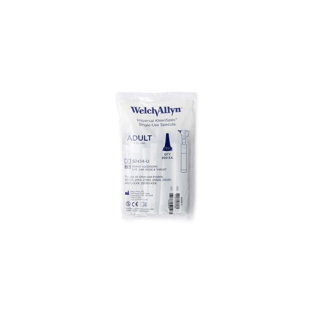 Welch Allyn Otoscope Adult Probe Cover 52434 4.25Mm 25X35s | Disposable Adult Ear Specula For Otoscope 8901124855823