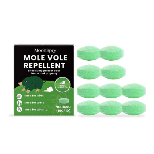 MoonSpry 10-Pack Mole Repellent Pill for Outdoor Courtyard Odorless Repellent Pill No Mole Interference