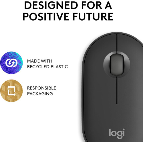 Logitech Logitech Pebble Mouse 2 M350s Slim Bluetooth Wireless Mouse, Portable, Lightweight, Customisable Button 1