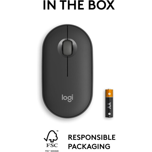 Logitech Logitech Pebble Mouse 2 M350s Slim Bluetooth Wireless Mouse, Portable, Lightweight, Customisable Button 2