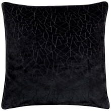 furn. Hoem Malans Cut Velvet Piped Cushion – Luxury Velvet Textured Design Soft Plain Reverse Polyester Filled (Black – 45 x 45 cm)