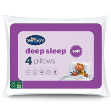 Silentnight Soft Deep Sleep Pillows 4 Pack | Soft Support Pillows Designed for Stomach Front Sleepers Hypoallergenic and Machine Washable | Pack of 4