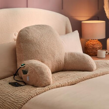 Silentnight Cosy Cuddles USB Heated Cuddle Pillow - Soft Warmth Teddy Boucle - Huggable Support for Back & Arms - 3 Heat Settings Sit Up Reading