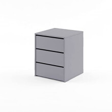 Arthauss Compact Bedside Cabinet with Shelves in Grey Matt - Durable Bedroom Storage with 3 Drawers - Internal Storage Cabinet and Bedside Organiser -