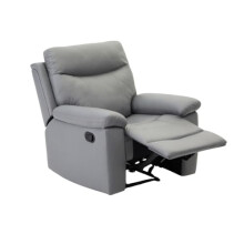 Home Detail Recliner Armchair Grey PU Faux Leather Chair High Back Sofa Lounger Armchair