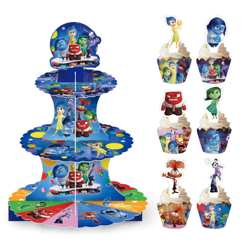 Inside Out 3-Tier Cupcake Stand with Toppers Wrappers Tray