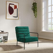 Alphason Bookham Accent Chair - Green velvet, 80x64x82cm (DxWxH)