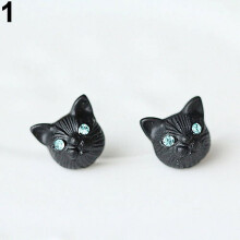 Women's Cat Head Stud Earrings Alloy Rhinestone - 1 Pair
